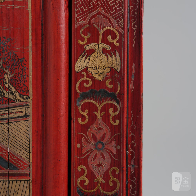 A large painted and gilt-decorated and red lacquer cabinet, - 图27